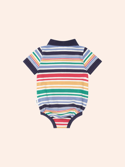 Huxbaby Rainbow Stripe Polo Romper