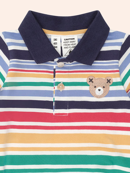 Huxbaby Rainbow Stripe Polo Romper