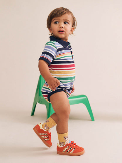 Huxbaby Rainbow Stripe Polo Romper