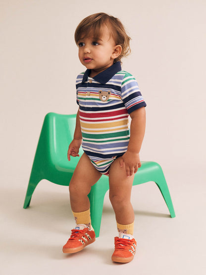Huxbaby Rainbow Stripe Polo Romper