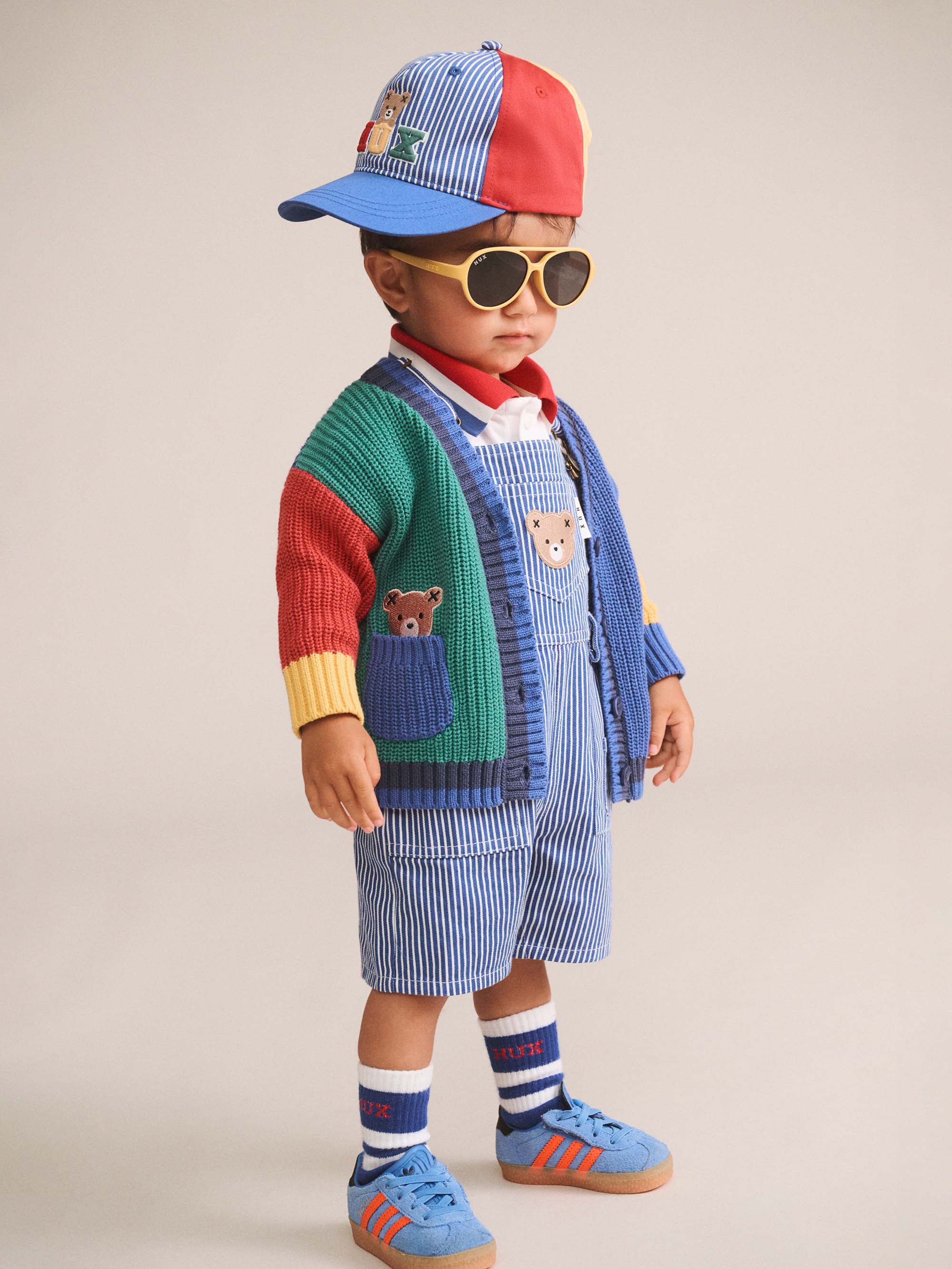 Huxbaby Cobalt Stripe Carpenter Shortall