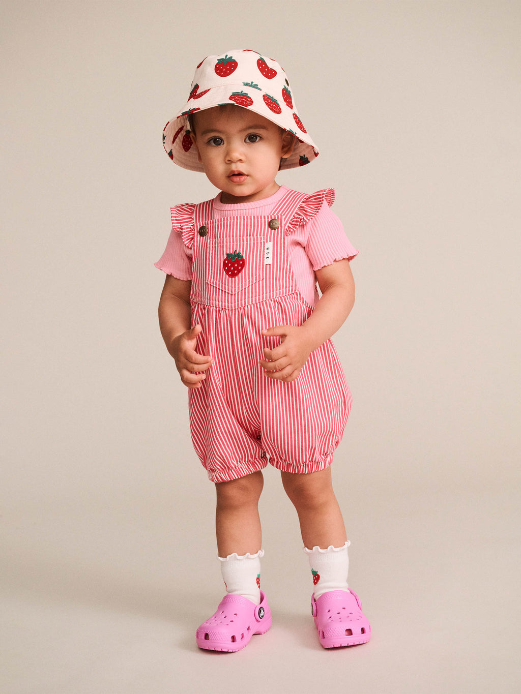 Huxbaby Strawberry Emb Stripe Playsuit