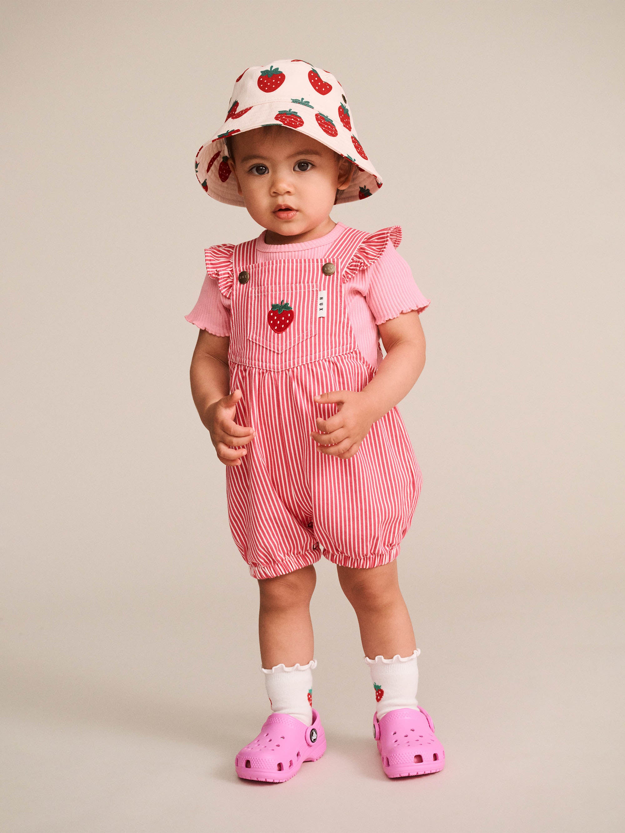 Huxbaby Strawberry Emb Stripe Playsuit