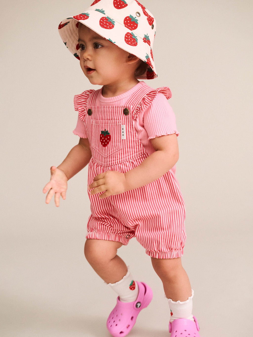 Huxbaby Strawberry Emb Stripe Playsuit