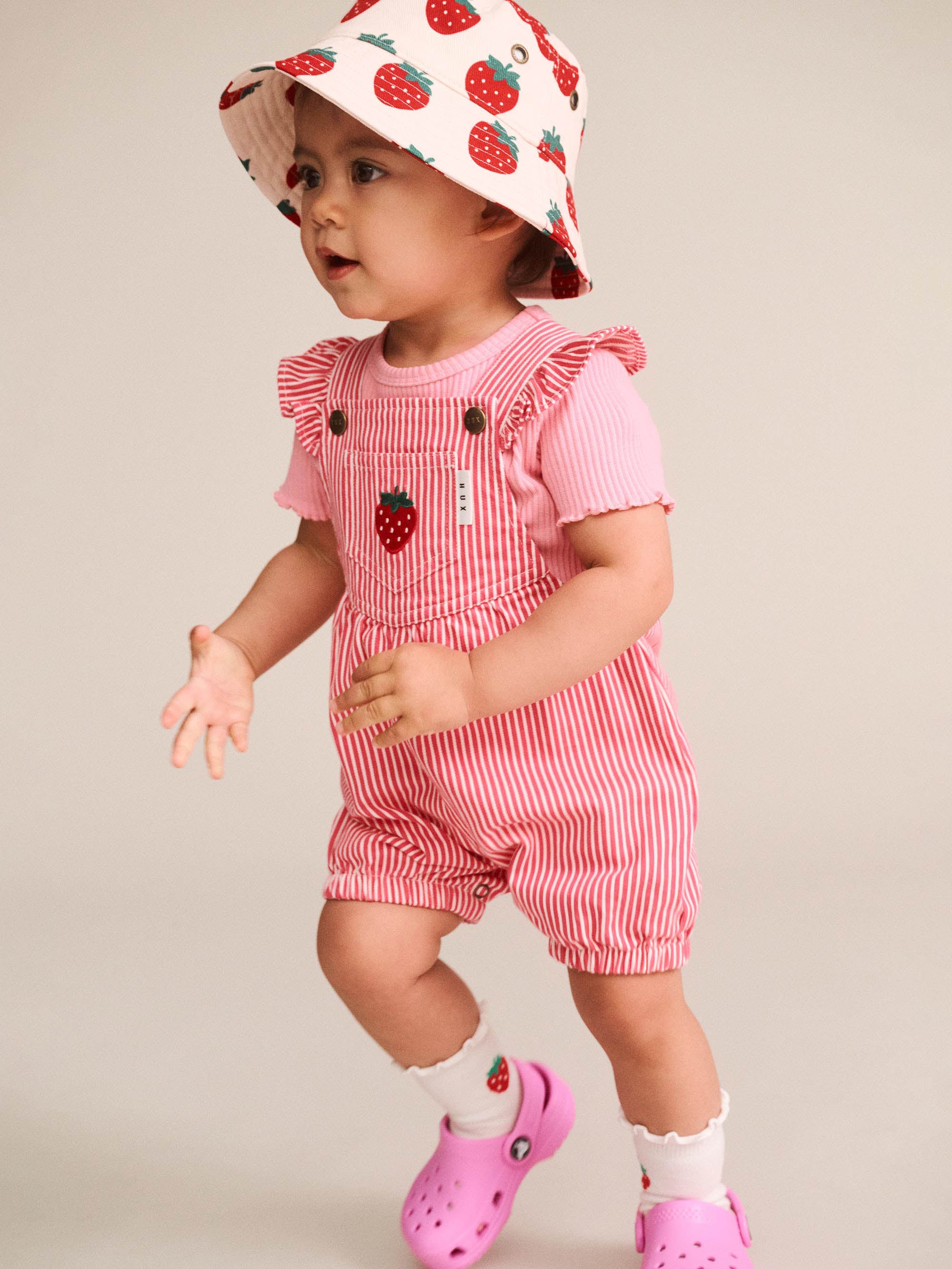 Huxbaby Strawberry Emb Stripe Playsuit