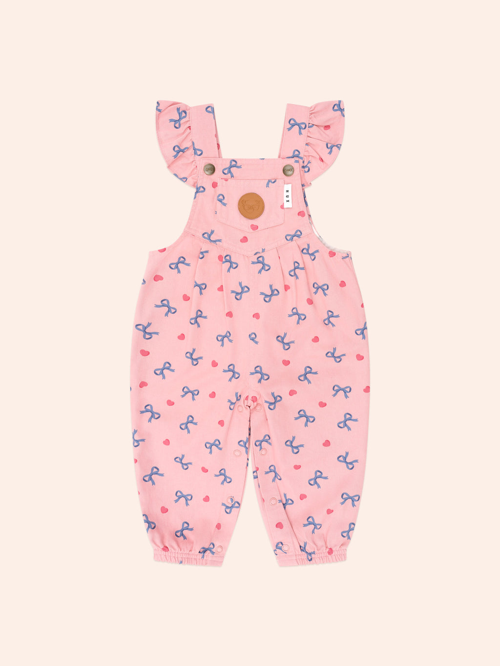 Huxbaby Hearts And Bows Frill Overalls
