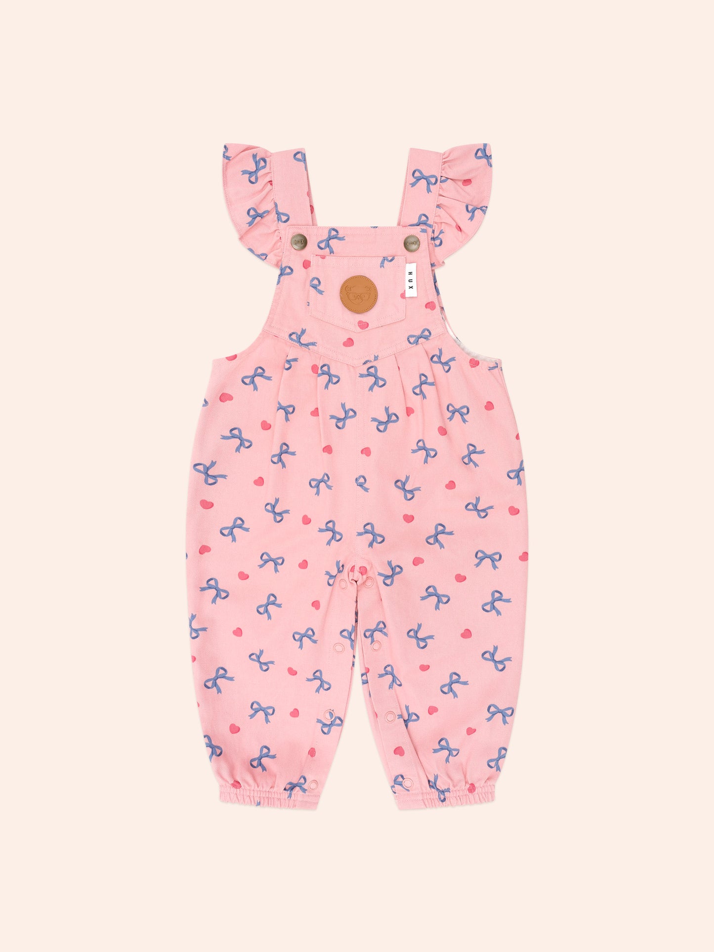 Huxbaby Hearts And Bows Frill Overalls
