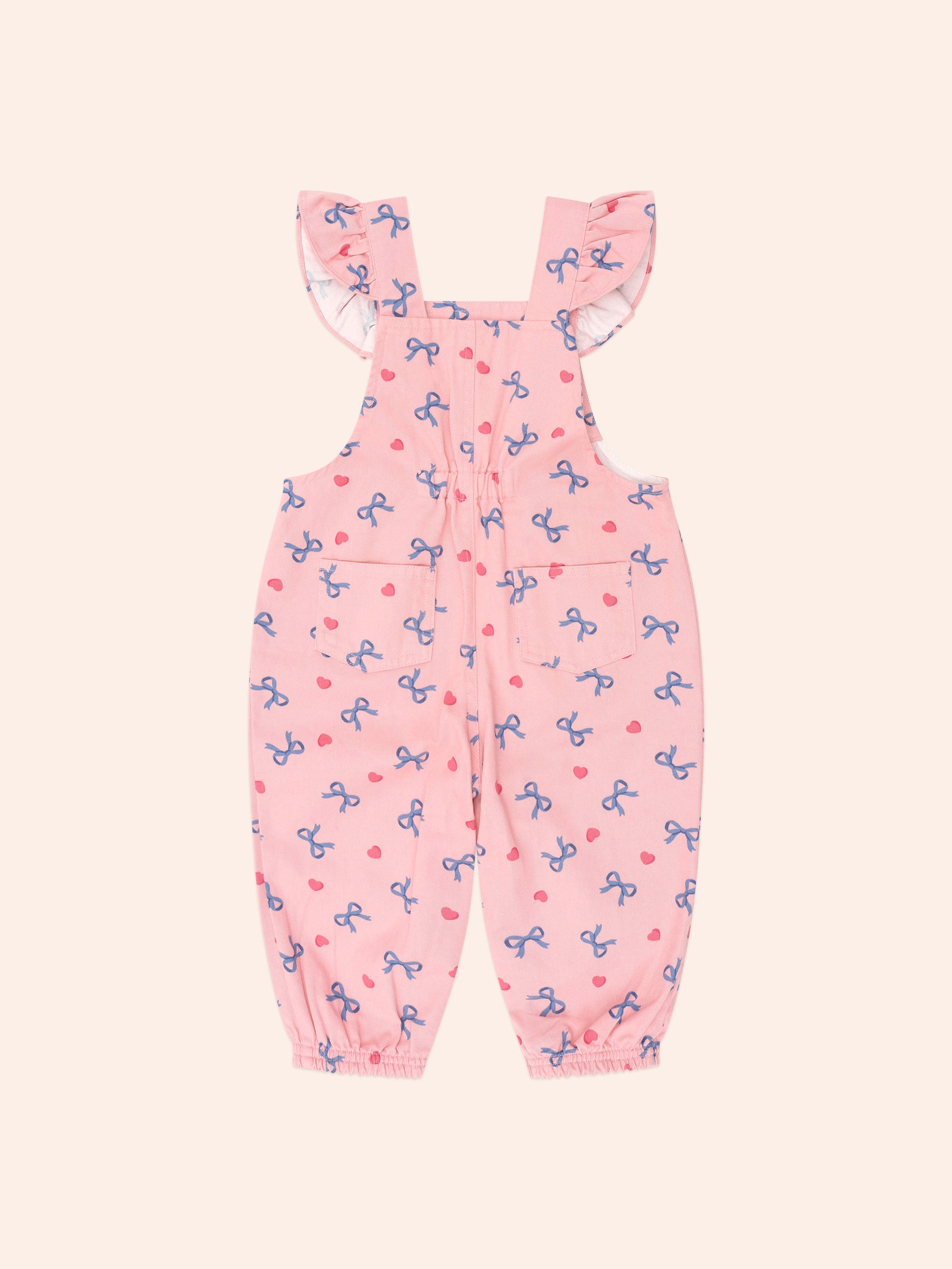 Huxbaby Hearts And Bows Frill Overalls