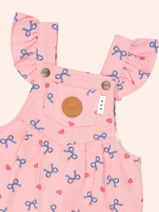 Huxbaby Hearts And Bows Frill Overalls