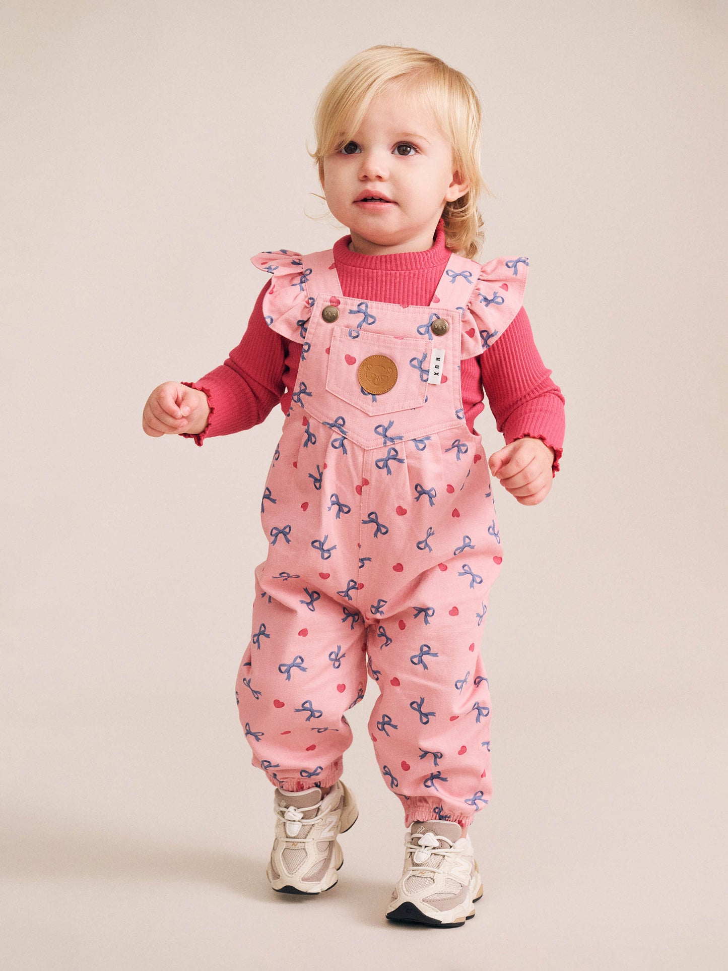 Huxbaby Hearts And Bows Frill Overalls