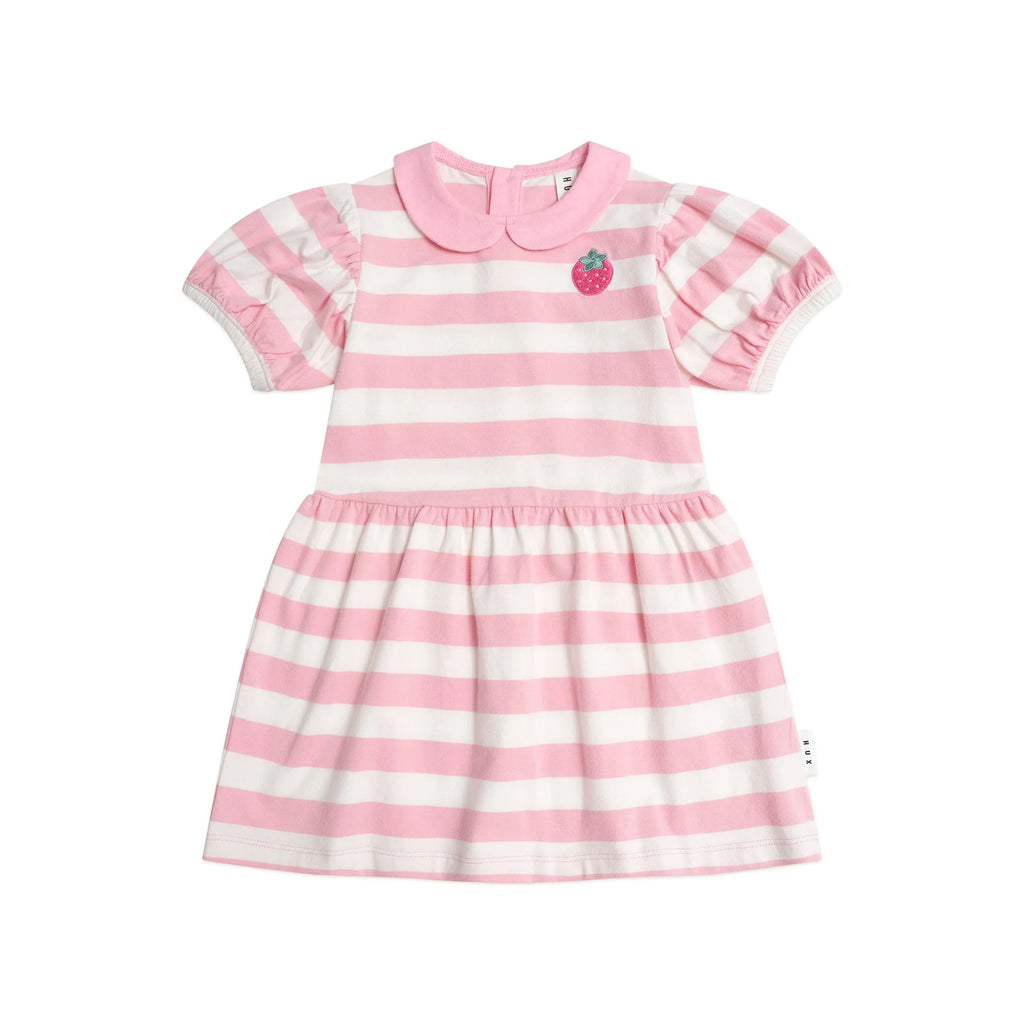 Huxbaby Strawberry Stripe Puff Sleeve Dress