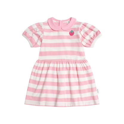 Huxbaby Strawberry Stripe Puff Sleeve Dress