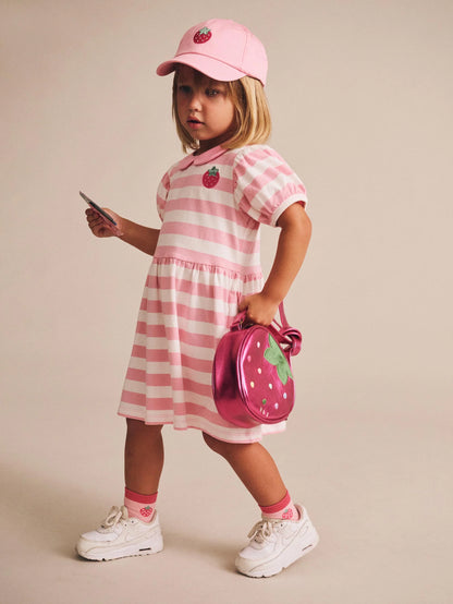 Huxbaby Strawberry Stripe Puff Sleeve Dress
