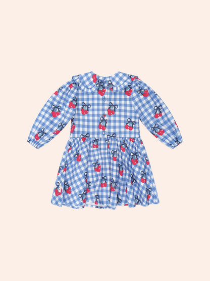 Huxbaby Cherry Gingham Shirred Dress