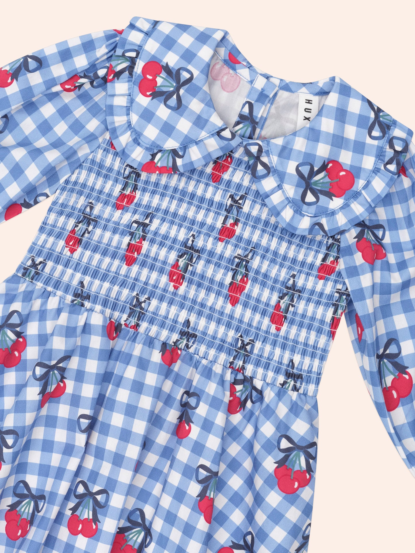 Huxbaby Cherry Gingham Shirred Dress