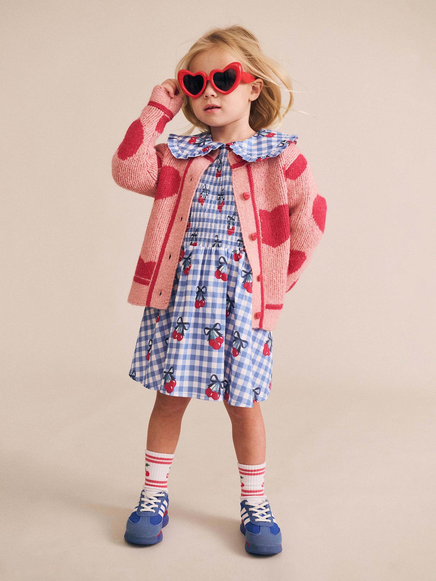 Huxbaby Cherry Gingham Shirred Dress