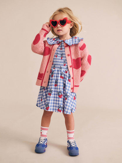 Huxbaby Cherry Gingham Shirred Dress
