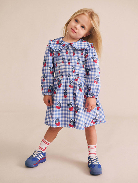 Huxbaby Cherry Gingham Shirred Dress