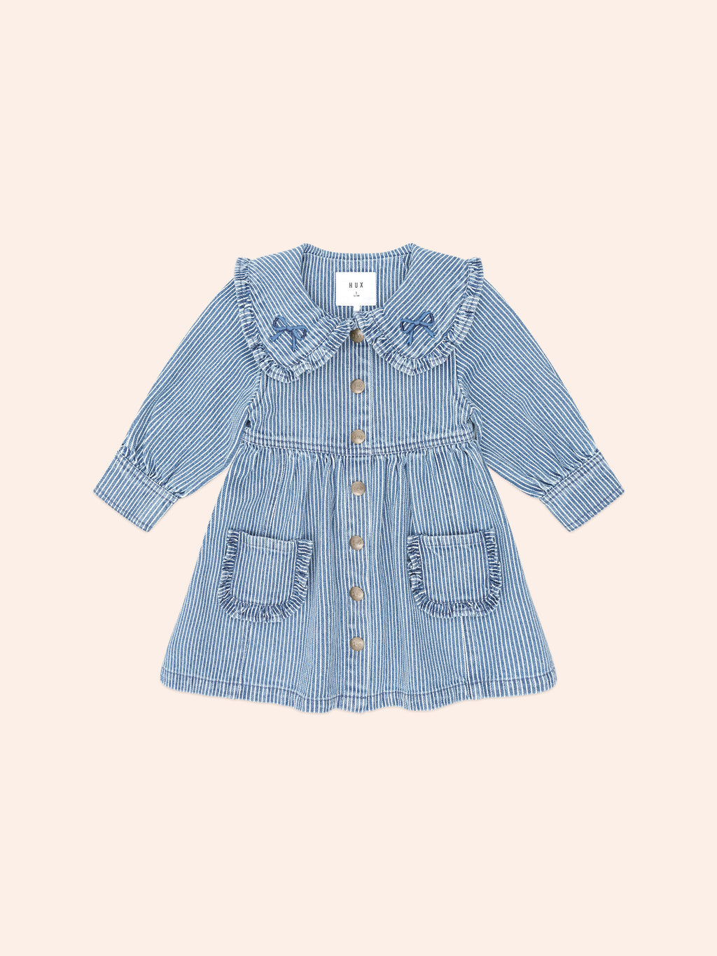 Huxbaby Vintage Bow Collar Denim Dress