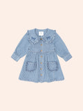 Huxbaby Vintage Bow Collar Denim Dress