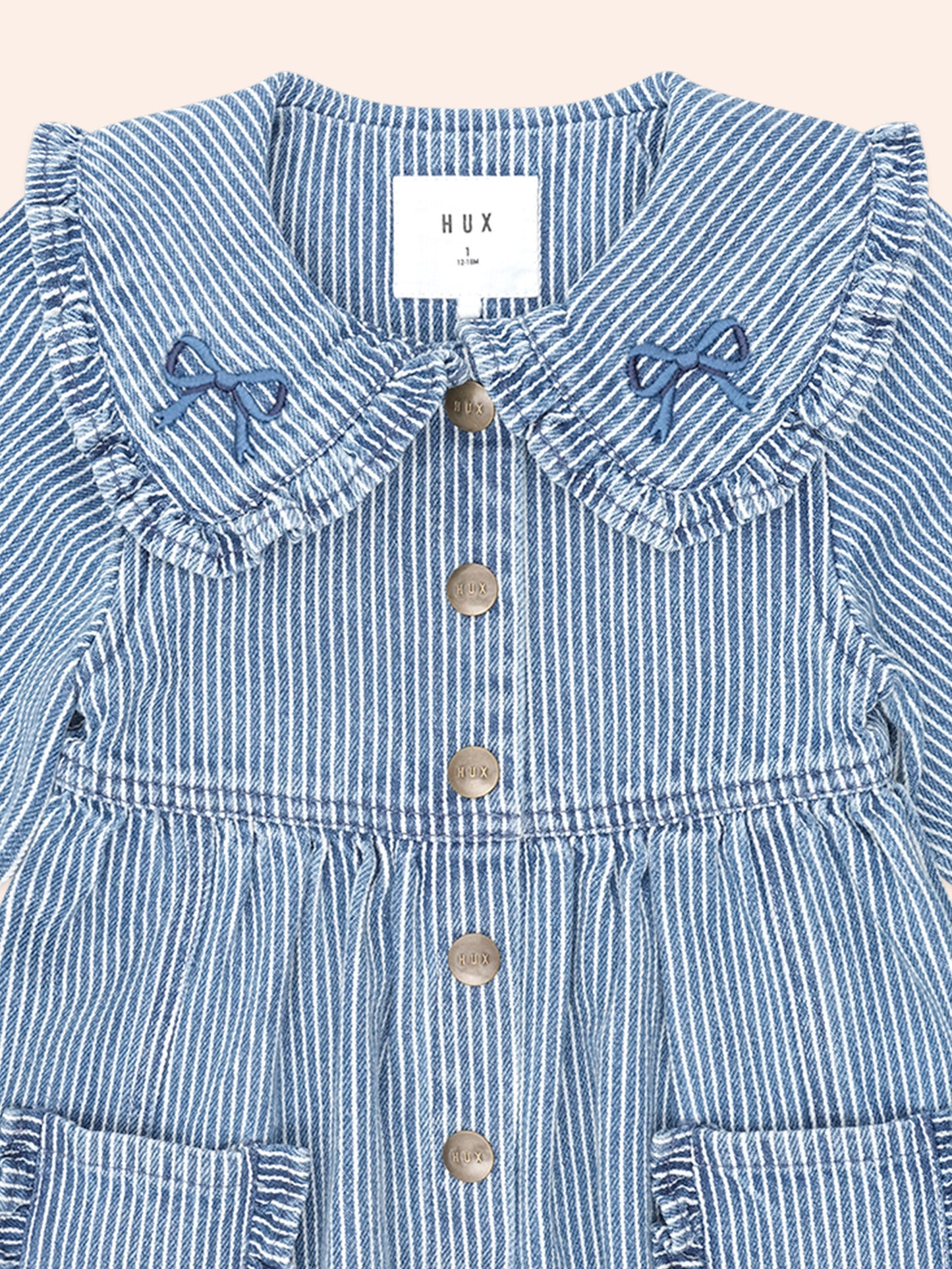 Huxbaby Vintage Bow Collar Denim Dress