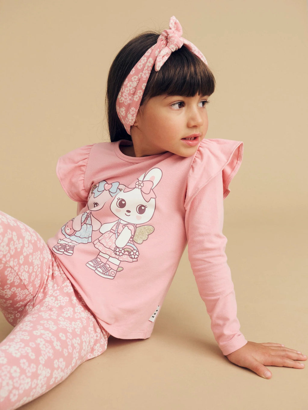 Huxbaby Fairy Friends Frill Top - Dusty Rose