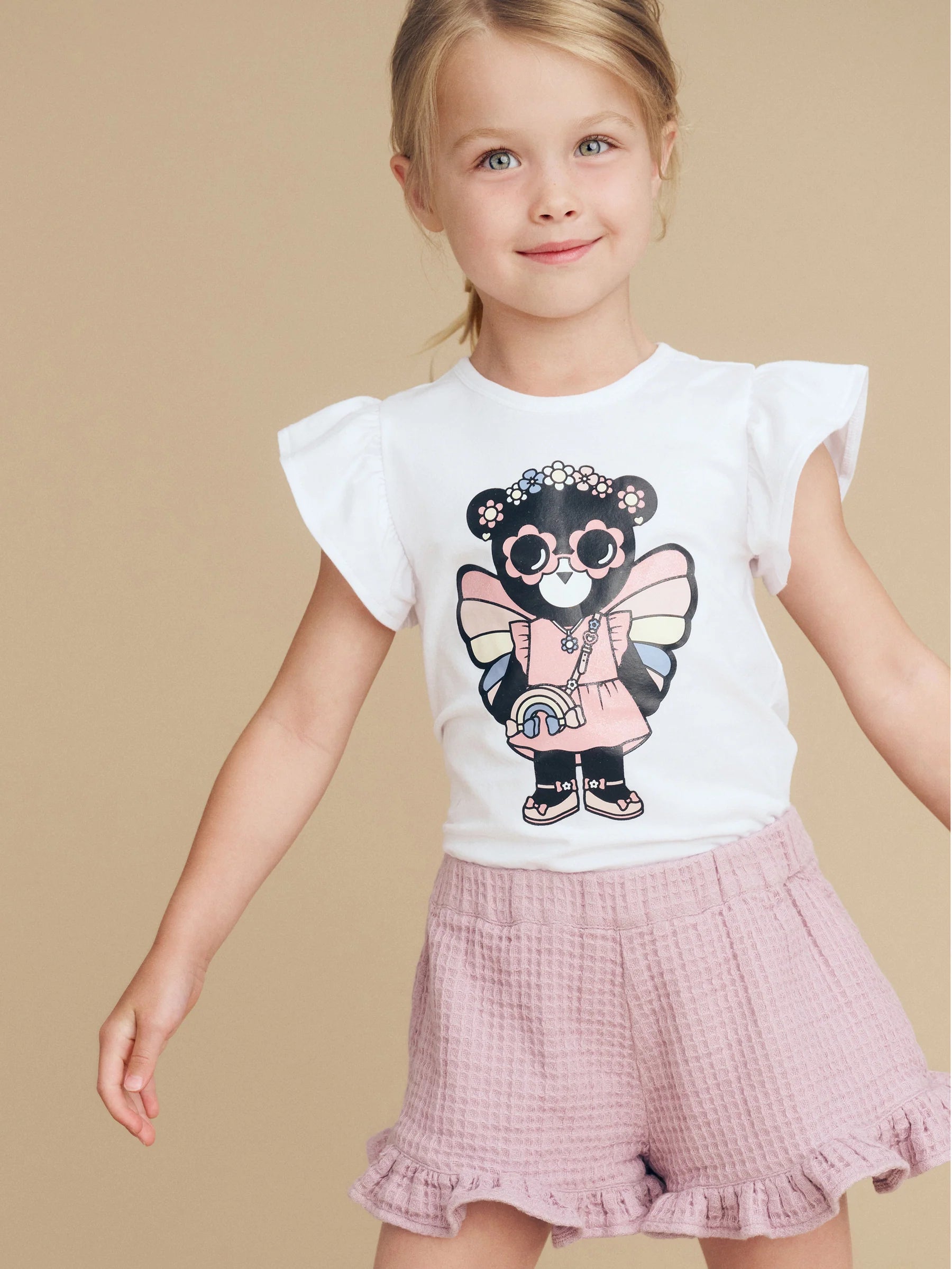 Huxbaby Fairy Bear Frill T-Shirt | White