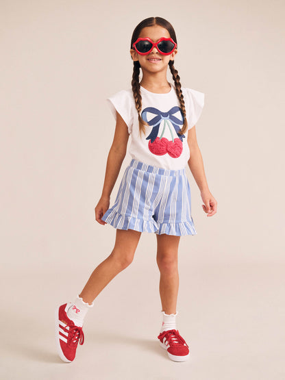 Huxbaby Cherry Bow Frill Sleeve Tee