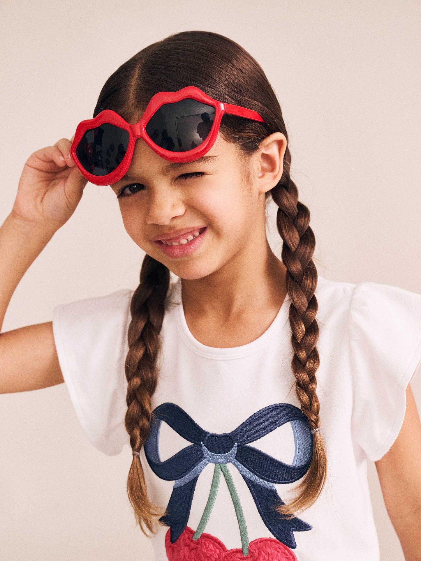 Huxbaby Cherry Bow Frill Sleeve Tee