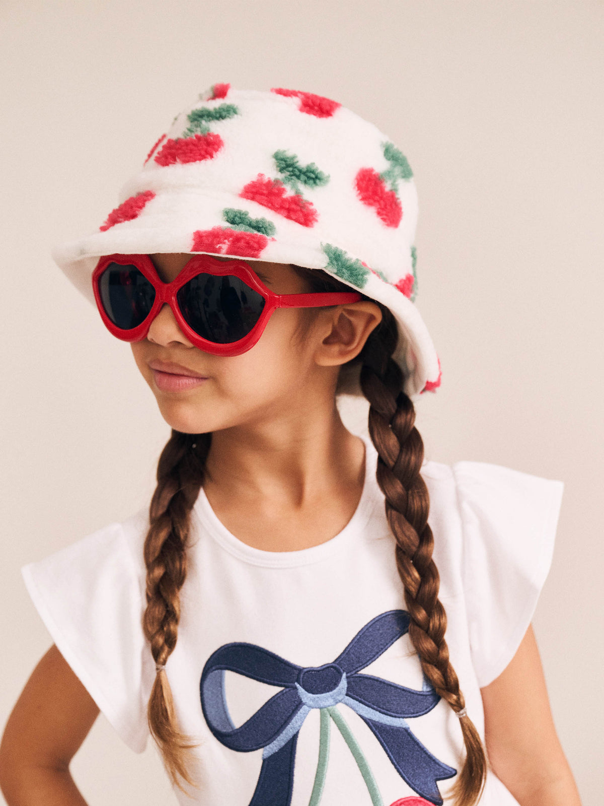 Huxbaby Cherry Bow Frill Sleeve Tee