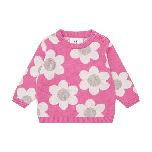 Huxbaby Raspberry Daisy Knit Jumper