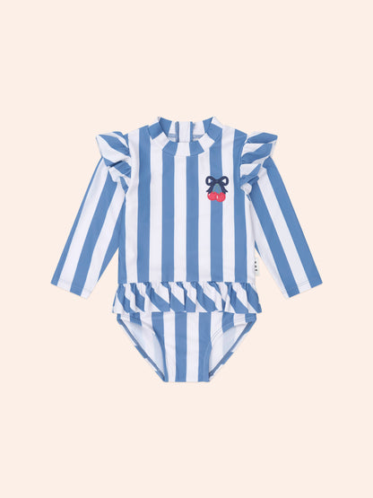 Huxbaby Vintage Stripe Cherry Peplum Swimsuit