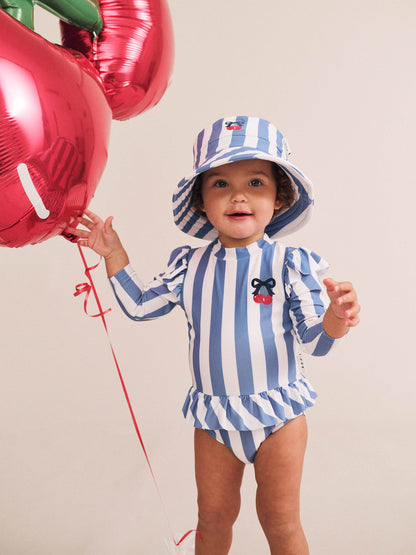 Huxbaby Vintage Stripe Cherry Peplum Swimsuit