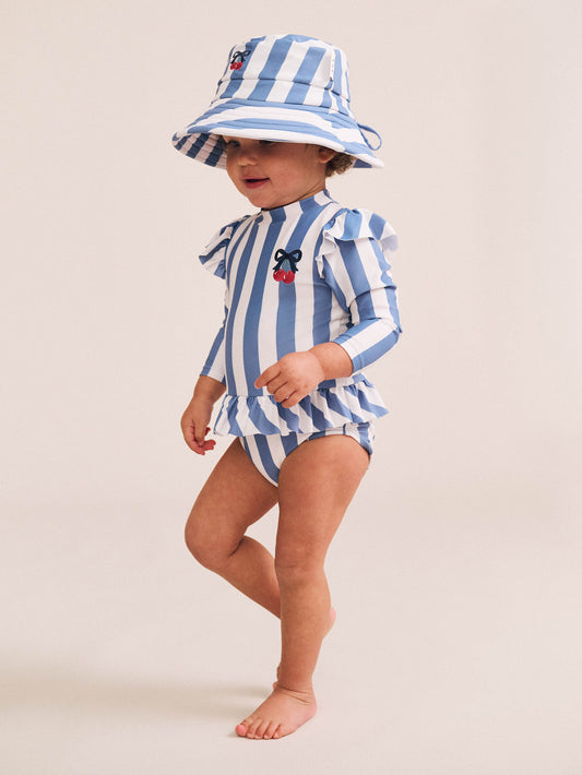 Huxbaby Vintage Stripe Cherry Peplum Swimsuit