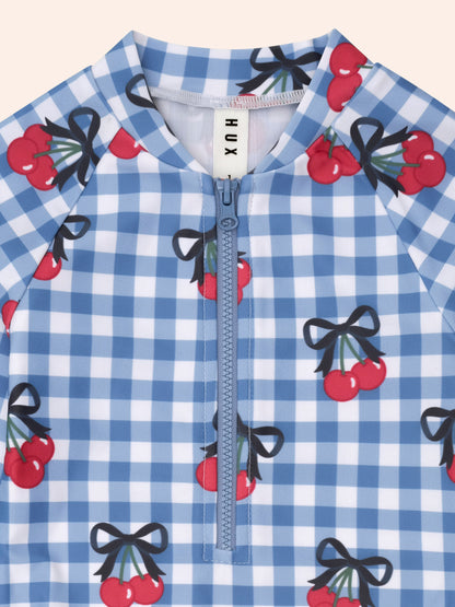 Huxbaby Cherry Gingham Raglan Swimsuit
