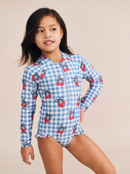 Huxbaby Cherry Gingham Raglan Swimsuit