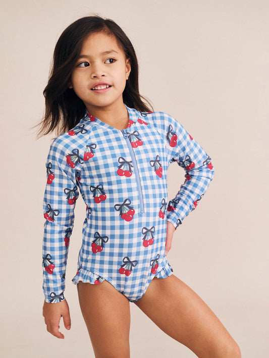 Huxbaby Cherry Gingham Raglan Swimsuit