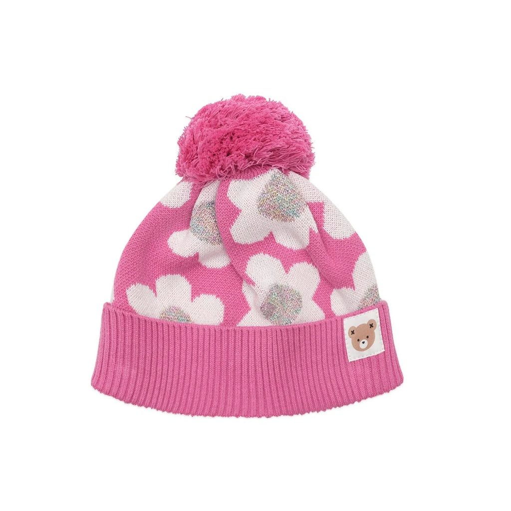 Huxbaby Raspberry Daisy Knit Beanie