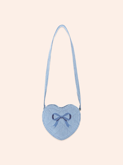 Huxbaby Stripe Denim Bow Heart Handbag