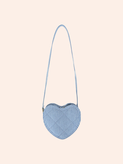 Huxbaby Stripe Denim Bow Heart Handbag