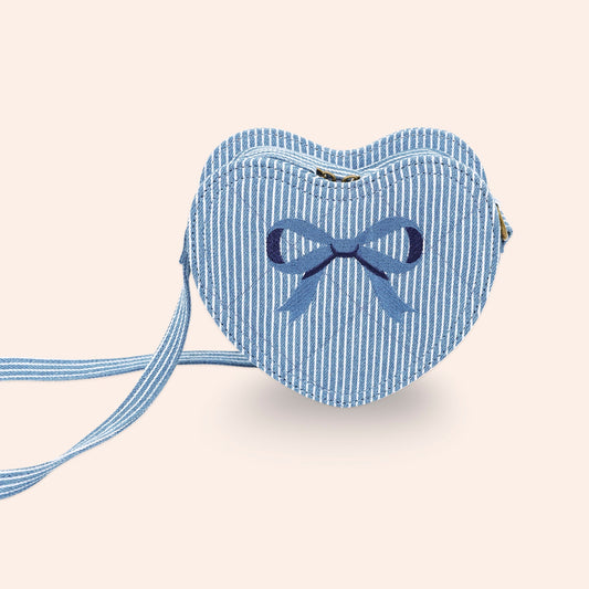Huxbaby Stripe Denim Bow Heart Handbag