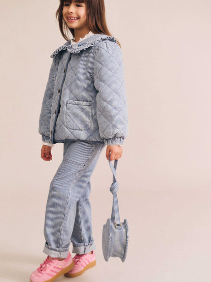 Huxbaby Stripe Denim Bow Heart Handbag