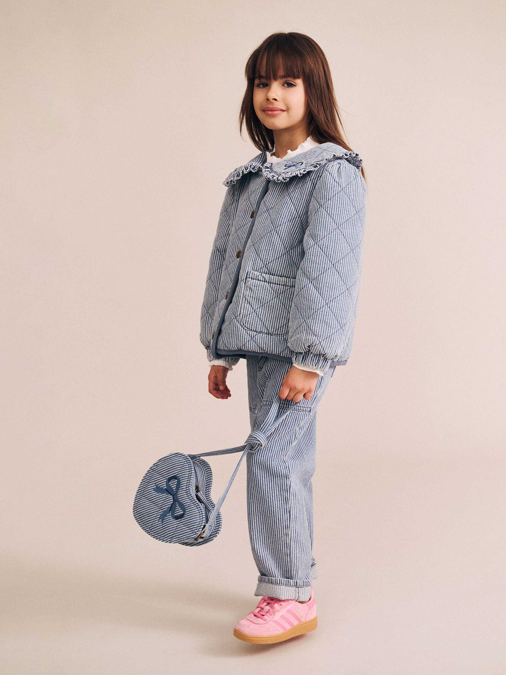 Huxbaby Stripe Denim Bow Heart Handbag