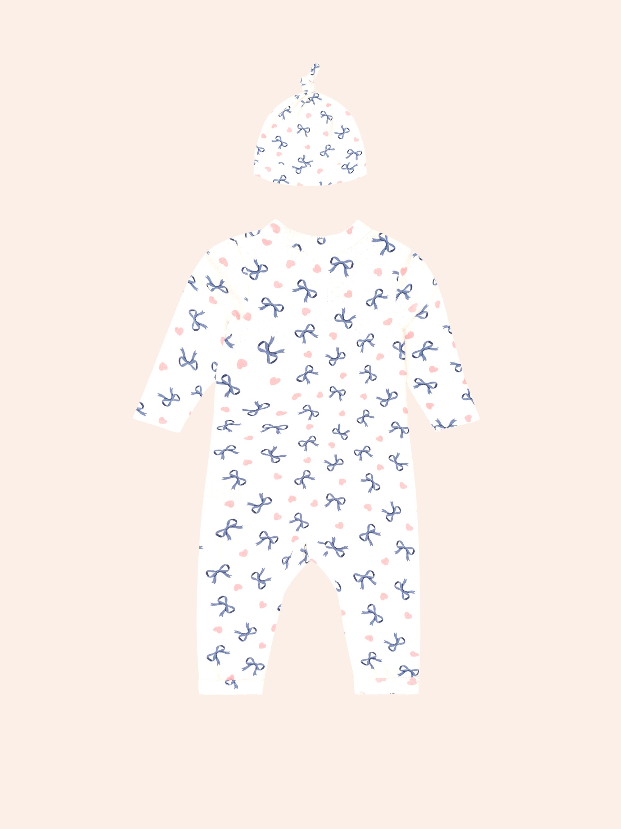 Huxbaby My First Hux Hearts And Bows Newborn Romper