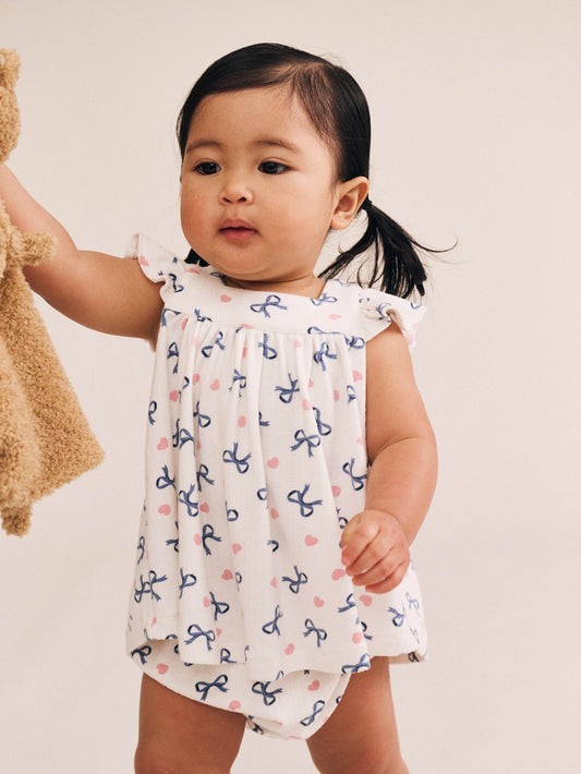 Huxbaby Hearts And Bows 2Pc Top And Bloomer Set