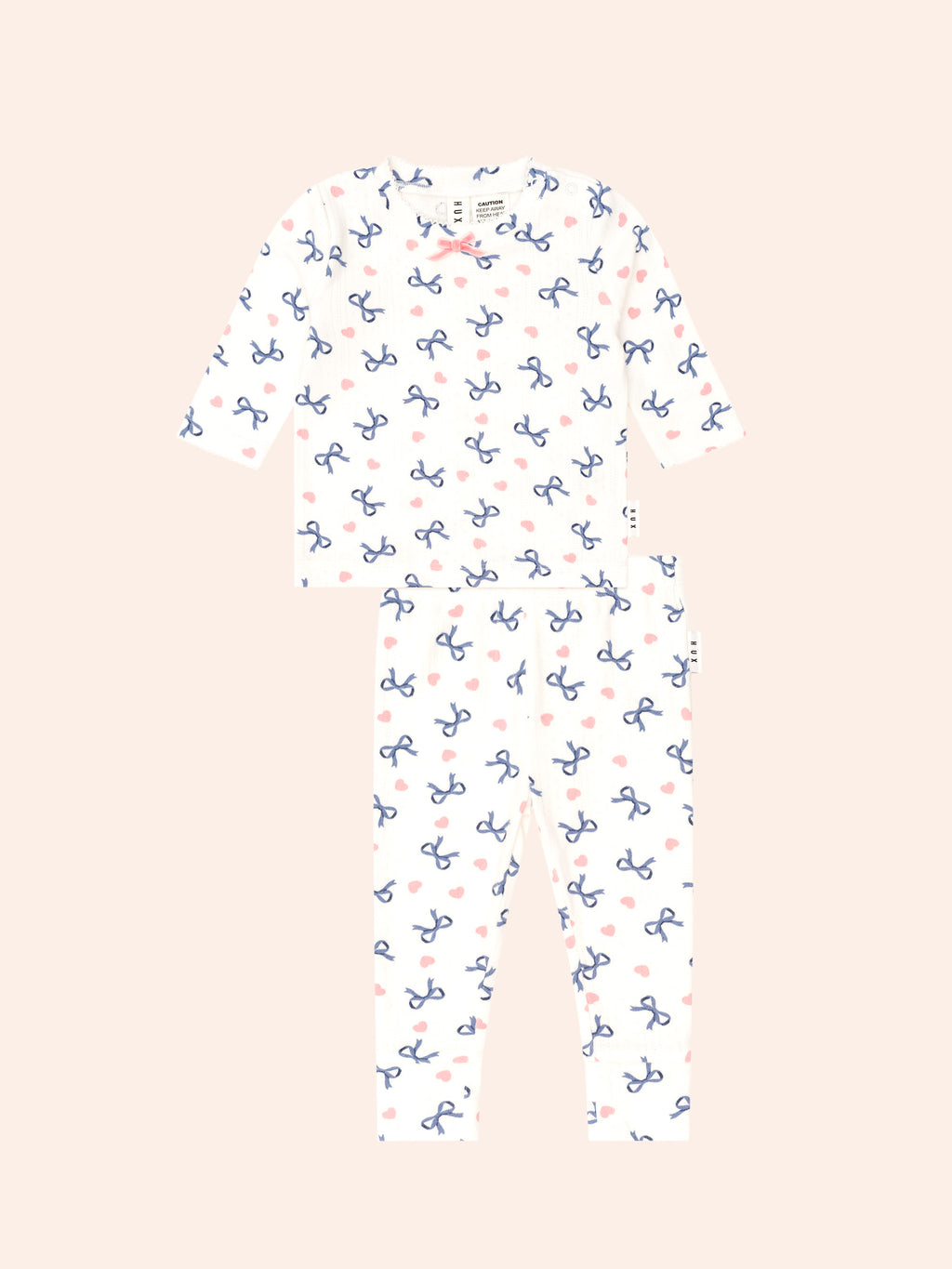 Huxbaby Hearts And Bows Long Sleeve Pj Set