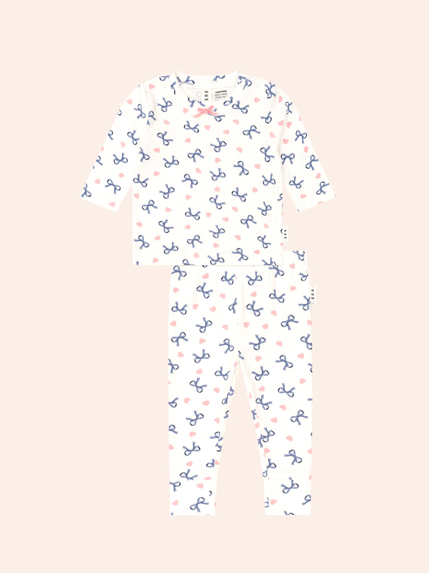 Huxbaby Hearts And Bows Long Sleeve Pj Set