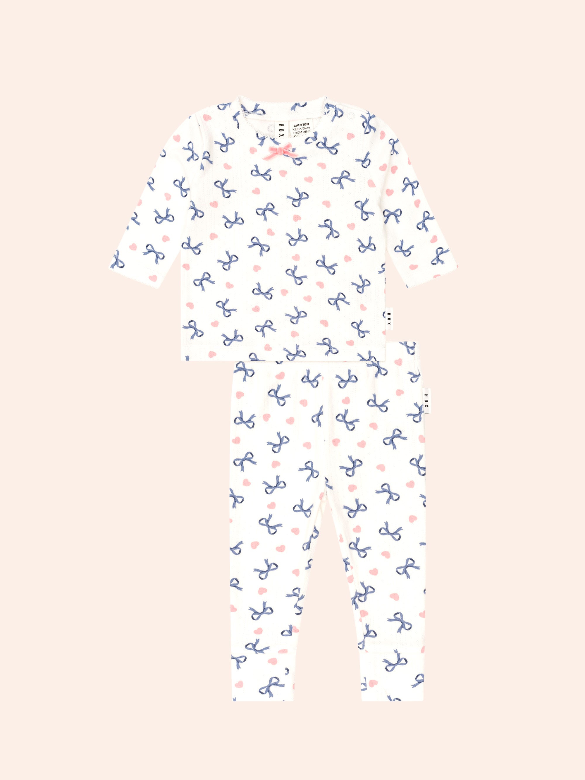 Huxbaby Hearts And Bows Long Sleeve Pj Set