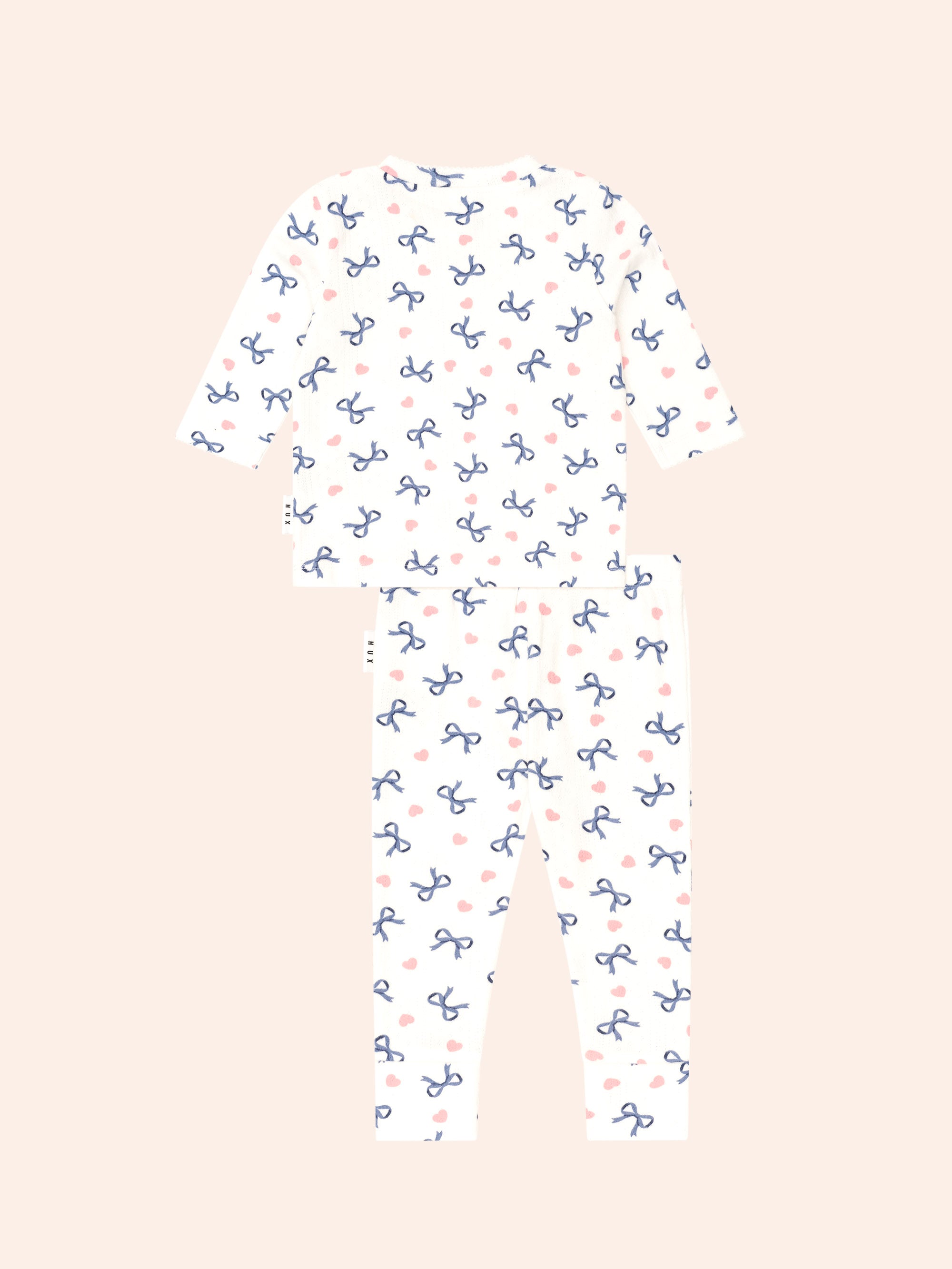 Huxbaby Hearts And Bows Long Sleeve Pj Set