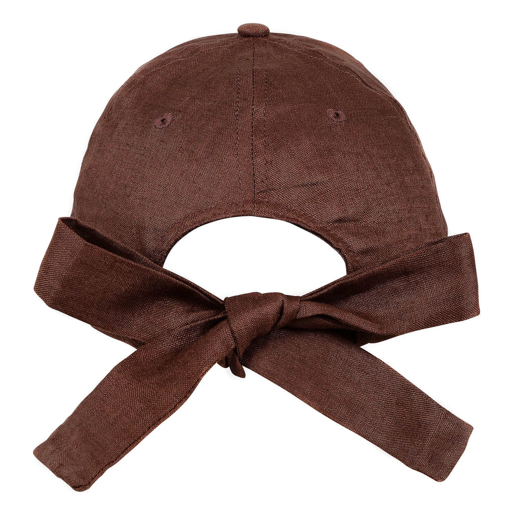 Bedhead Hats Silk lined Linen Bow Tie Cap - Espresso